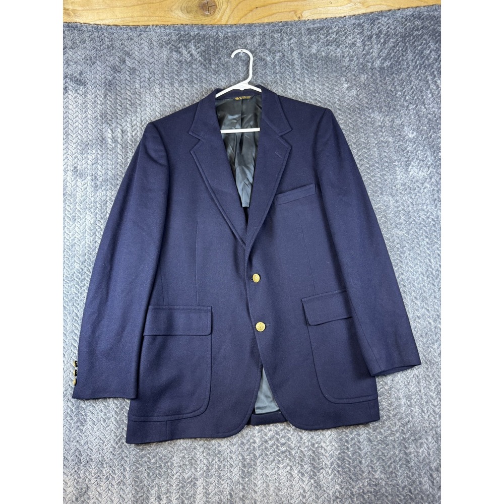 John Alexander Blazer Jacket Mens 38 Blue Wool Notch Lapel Single Breasted